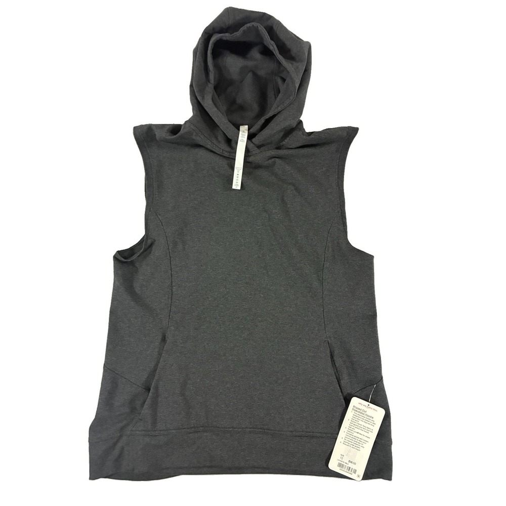 Lululemon Blissed Out Sleeveless Hoodie. NWT. Womens Size 12. Heather Gray